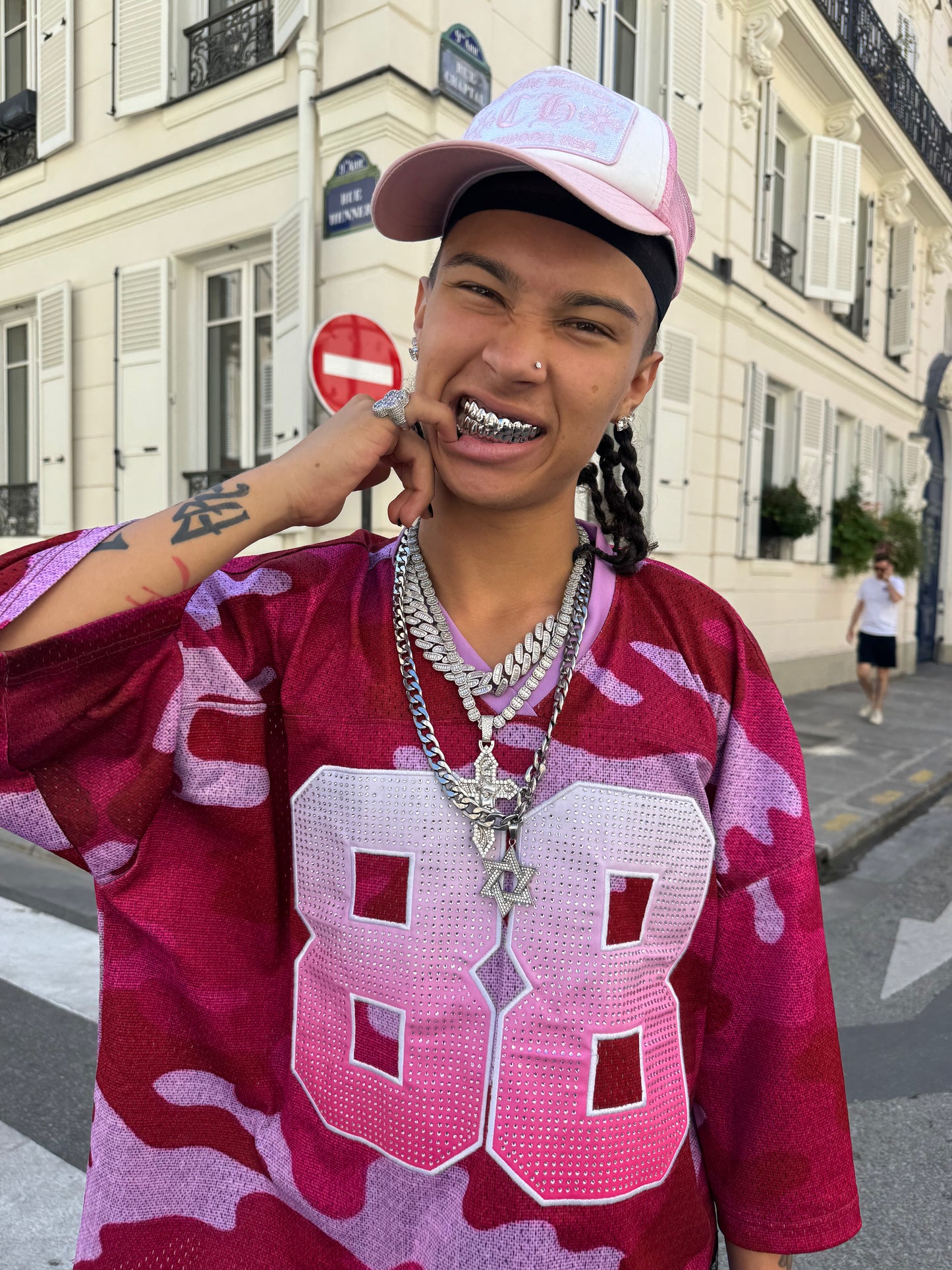 Pink Camo Rhinestone Jersey