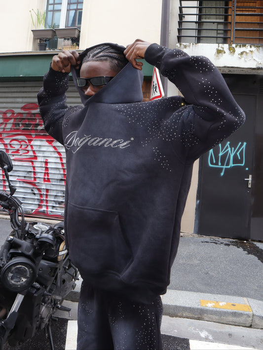 BLACK SUNFADE RHINESTONES HOODIE