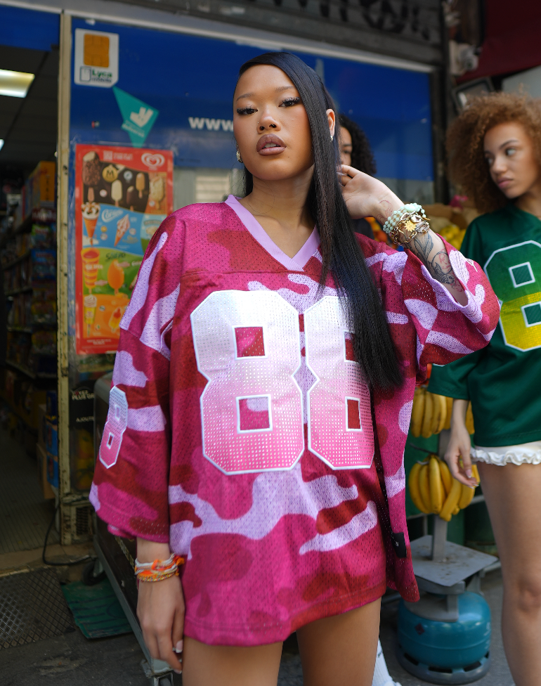 Pink Camo Rhinestone Jersey